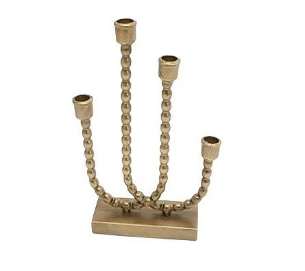 Uma Gold Metal Beaded Decorative Candle Holder (Set of 4) 21695
