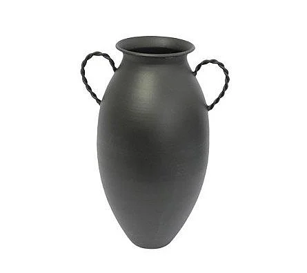 Uma Black Metal Decorative Vase with Twisted Handles 21707