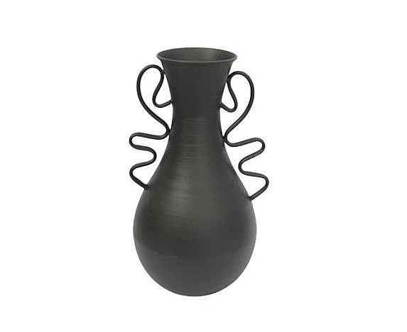 Uma Metal Decorative Vase with Wavy Handles in Black 21710
