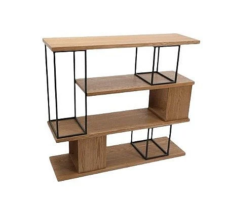 Uma Brown Metal 2 Shelf Storage Shelving Unit with Black Metal Frame 21717