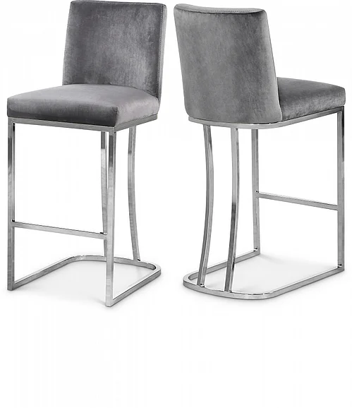 Meridian Heidi Velvet Counter Stool in Grey Velvet 708Grey-C