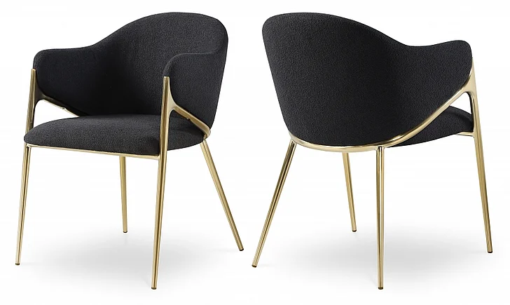 Meridian Nial Boucle Fabric Dining Chair in Black Boucle Fabric 559Black-C