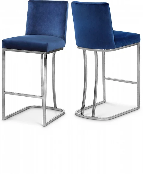 Meridian Heidi Velvet Counter Stool in Navy Velvet 708Navy-C