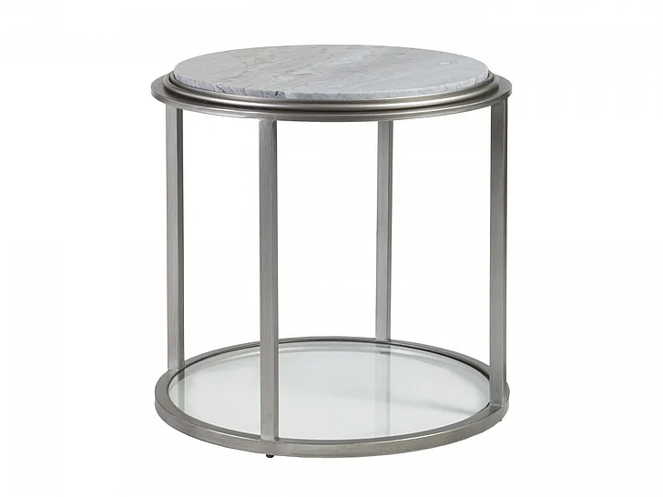 Artistica Home Signature Designs Treville Round End Table in Antiqued Silver 2174-953