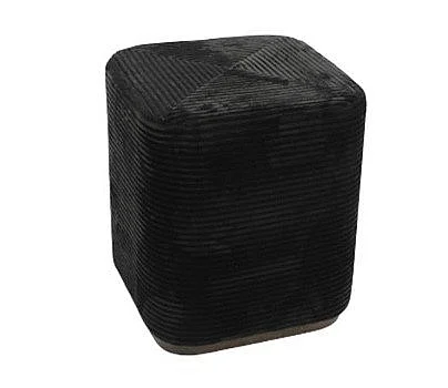 Uma Black Velvet Upholstered Room Ottoman 21749
