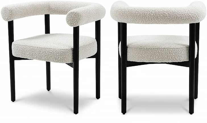 Meridian Hyatt Boucle Fabric Dining Chair in Cream Boucle Fabric 560Cream-C