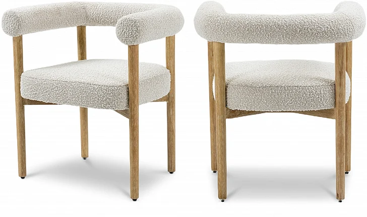 Meridian Hyatt Boucle Fabric Dining Chair in Cream Boucle Fabric 561Cream-C