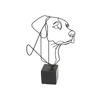 Uma Brass Metal Dog Coiled Decorative Sculpture with Black Cube Base 21760