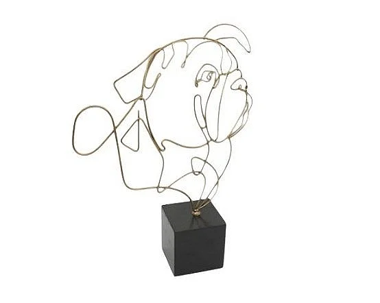 Uma Gold Metal Dog Decorative Sculpture with Black Cube Base 21765