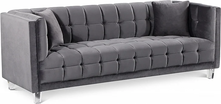 Meridian Mariel Velvet Sofa in Grey Velvet 629Grey-S