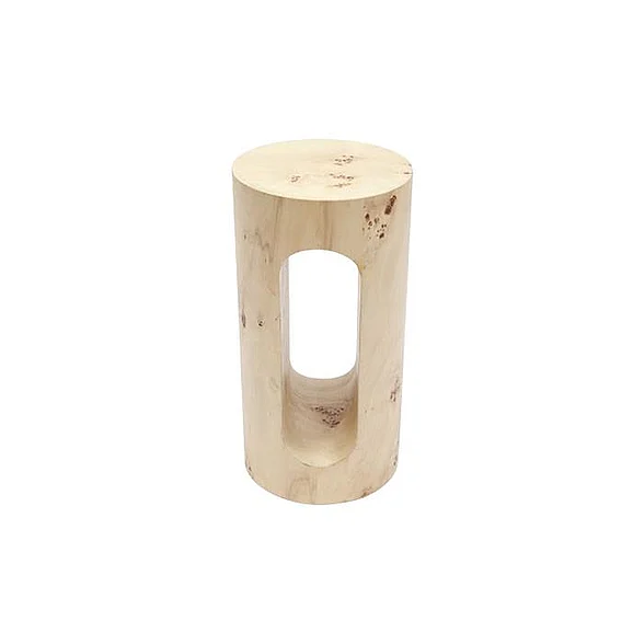 UMA Wooden Handmade Sid/ End/Accent Table with Oval Cutout in Light Brown 21784