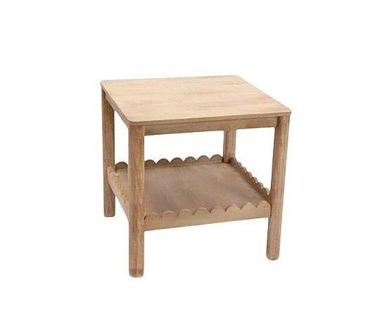 Uma Wood Washed Side End Accent Table with Wavy Detailing in Brown 21798
