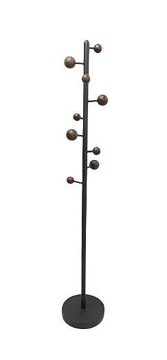 Uma Wood 9 Hook Freestanding Coat Rack with Round Base in Black 21812