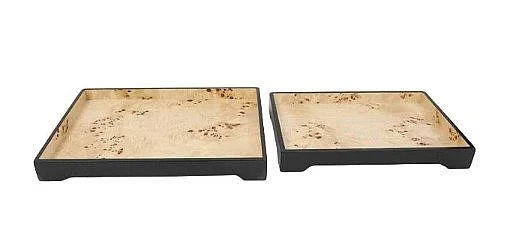 Uma Wooden Handmade Living Room Decor Tray with Brown Interior in Black 21825