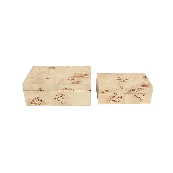 UMA Wooden Handmade Decorative Box with Dark Brown Accents in Light Brown 21835