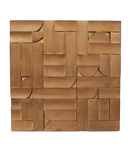 Uma Wood Geometric Home Wall Decor with Natural Wood Grains in Brown 21845