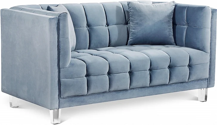Meridian Mariel Velvet Loveseat in Sky Blue Velvet 629SkyBlu-L