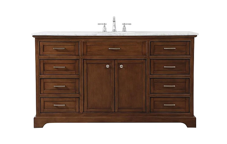 Elegant 60 In. Single Bathroom Vanity in Teak VF15060TK