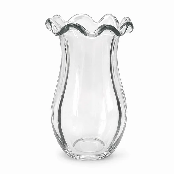 UMA Clear Glass Concaved Decorative Vase with Floral Shaped Opening 21945