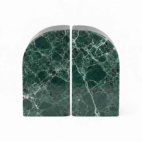 UMA Green Marble Decorative Bookends with White Accents 21975