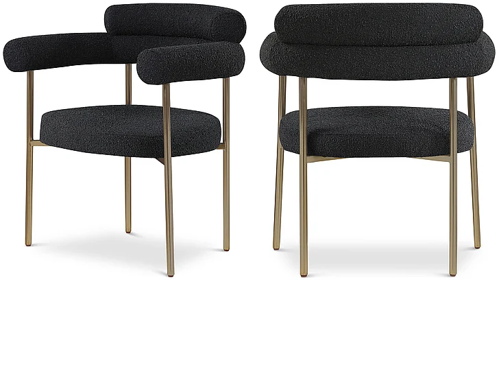 Meridian Blake Boucle Fabric Dining Chair in Black Boucle Fabric 871Black-C