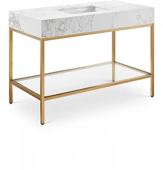 Meridian Marmo 48" Bathroom Vanity in White Engineered Marble 406White-48