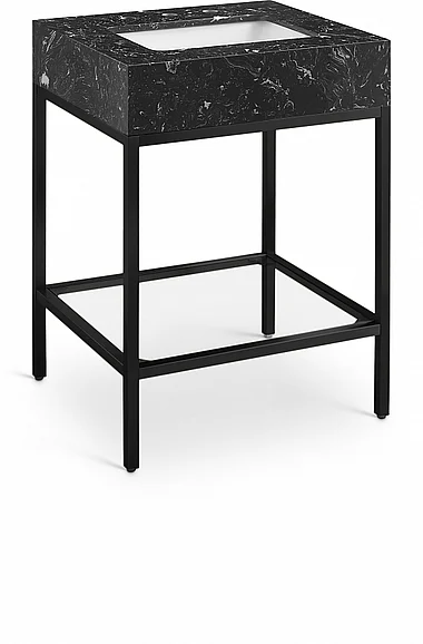 Meridian Marmo 24" Bathroom Vanity in Black Engineered Marble 407Black-24