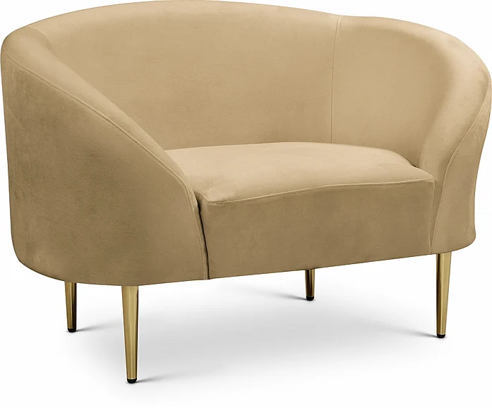 Meridian Ritz Velvet Chair in Camel Velvet 659Camel-C