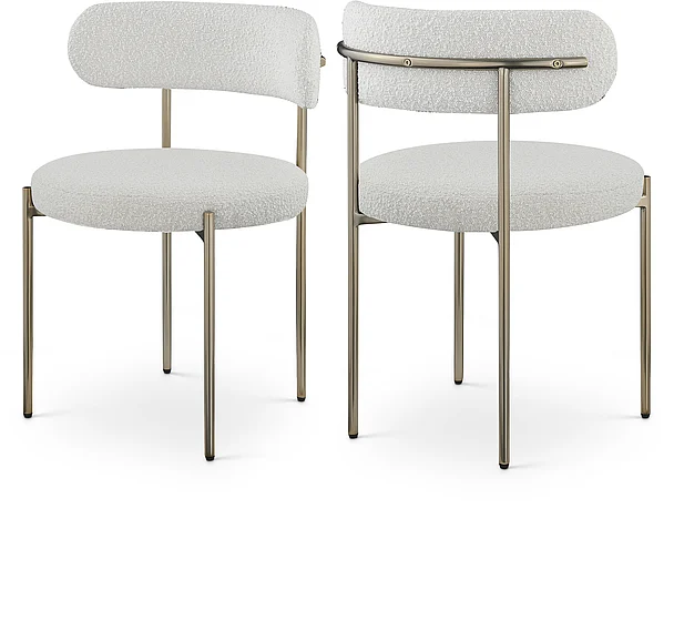 Meridian Beacon Boucle Fabric Dining Chair in Cream Boucle Fabric 887Cream-C