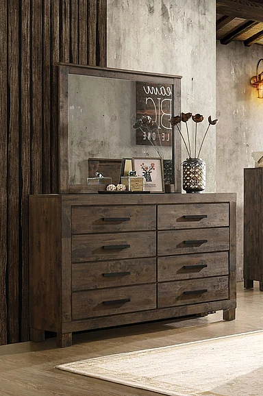 Coaster Woodmont Rectangle Mirror in Rustic Golden Brown 222634