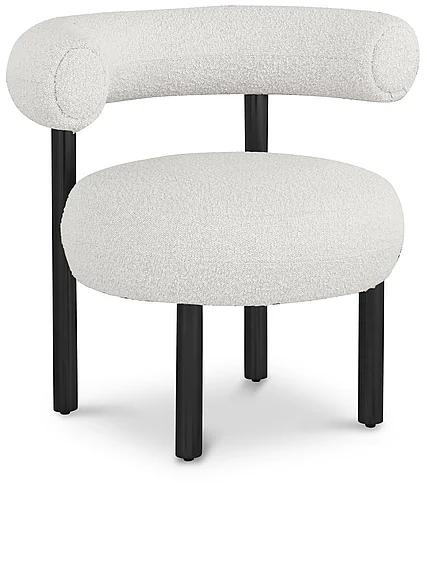 Meridian Bordeaux Boucle Fabric Accent Chair in Cream Boucle Fabric 495Cream
