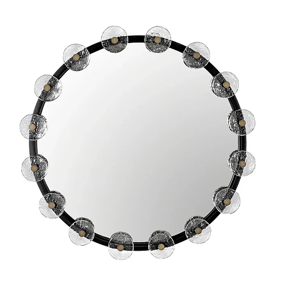 Noir Furniture Moira Mirror w/Glass Details in Black Metal PZ008MTB