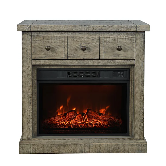 Jofran Telluride Electric Fireplace Media Console in Driftwood Grey 2230-FP32