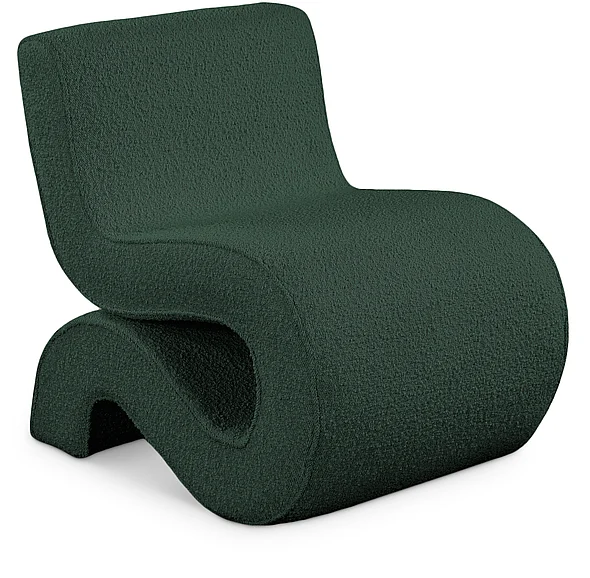 Meridian Desiree Boucle Fabric Accent Chair in Green Boucle Fabric 599Green