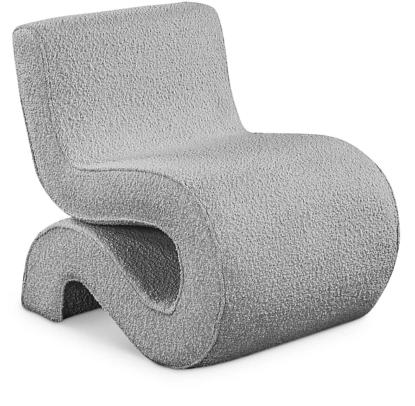Meridian Desiree Boucle Fabric Accent Chair in Grey Boucle Fabric 599Grey