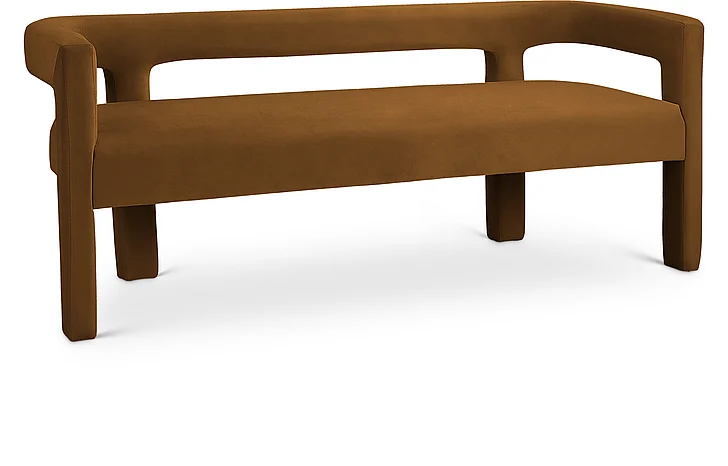 Meridian Athena Velvet Bench in Saddle Velvet 892Saddle