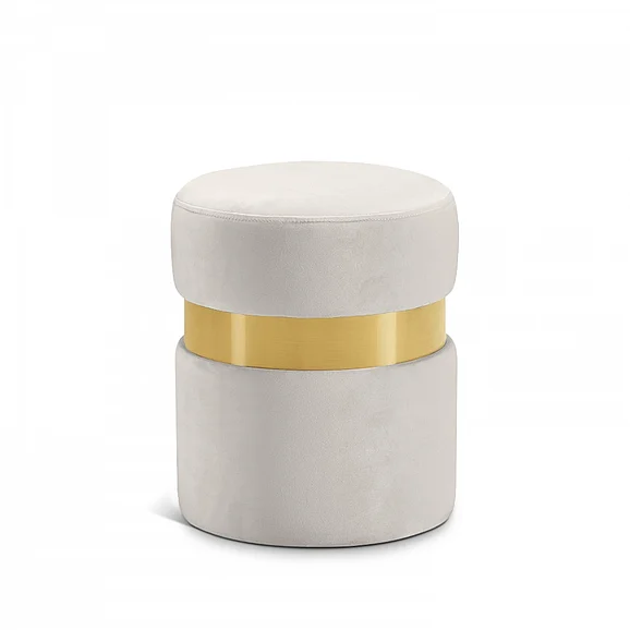 Meridian Hailey Velvet Ottoman | Stool in Cream Velvet 132Cream