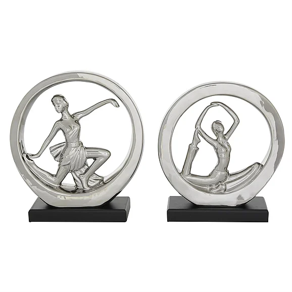 UMA Silver Ceramic Dancer Sculpture, Set of 2 11, 10H | 22430 CLOSEOUT