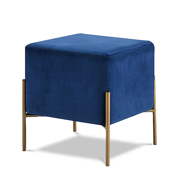 Meridian Isla Velvet Ottoman | Stool in Navy Velvet 131Navy