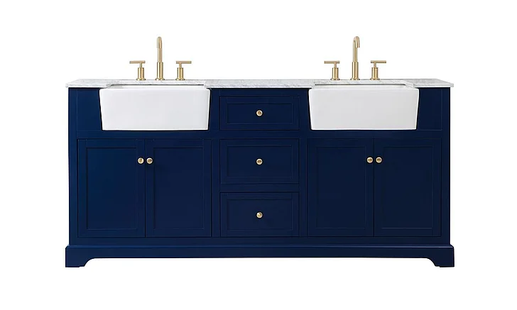 Elegant 72 In. Double Bathroom Vanity in Blue VF60272DBL