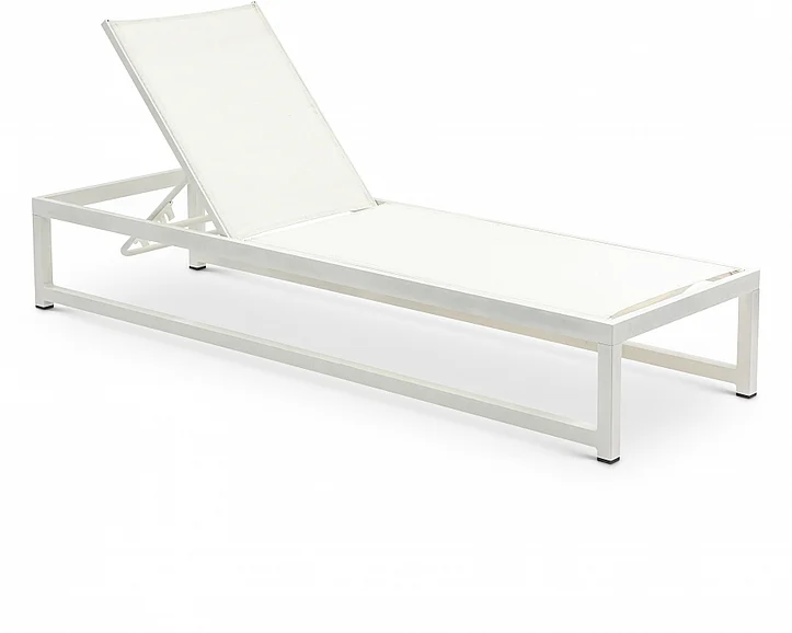 Meridian Maldives Outdoor Patio Adjustable Sun Chaise Lounge Chair in Cream Mesh Water Resistant Fabric 347Cream