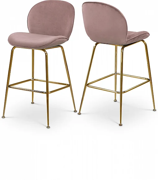 Meridian Paris Velvet Counter Stool in Pink Velvet 787Pink-C
