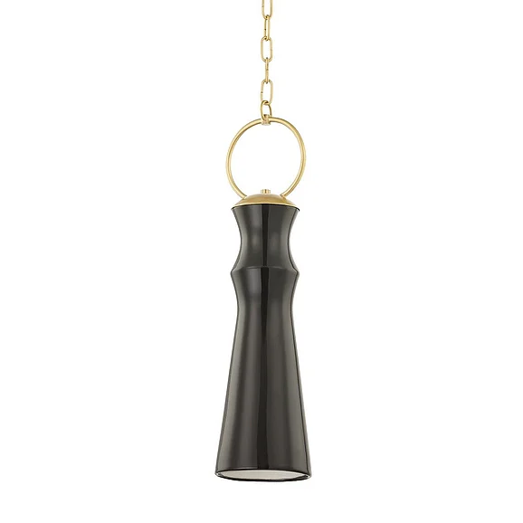 Hudson Valley Lighting Borden Pendant Aged Brass W/ Ceramic Gloss Mink 2270-AGB/CGM
