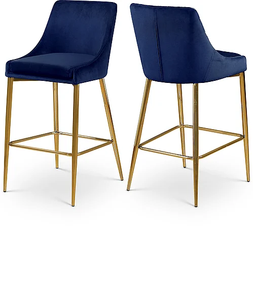 Meridian Karina Velvet Counter Stool in Navy Velvet 789Navy-C