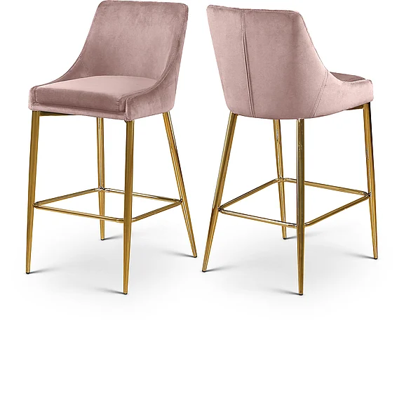 Meridian Karina Velvet Counter Stool in Pink Velvet 789Pink-C