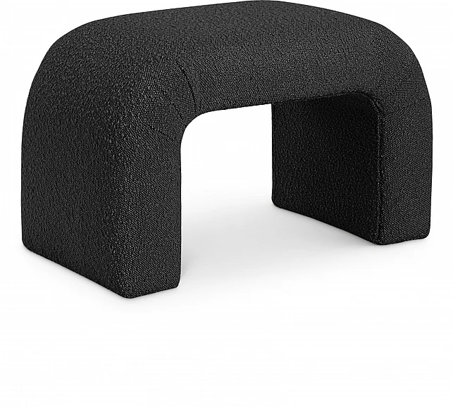 Meridian Niagara Boucle Fabric Bench in Black Boucle Fabric 169Black