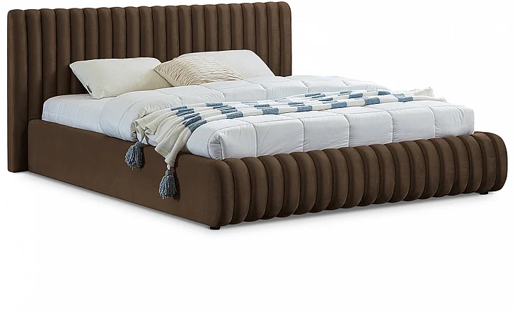 Meridian Nico Velvet King Bed in Brown Velvet NicoBrown-K