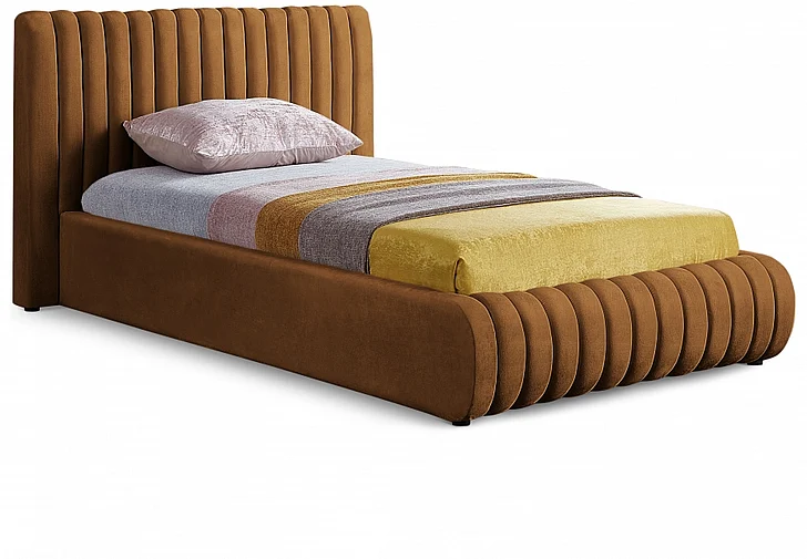 Meridian Nico Velvet Twin Bed in Saddle Velvet NicoSaddle-T
