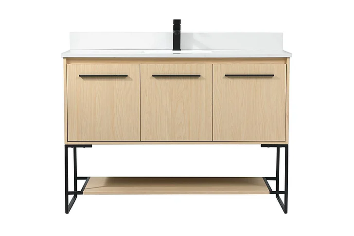 Elegant 48 In. Single Bathroom Vanity in Maple with Backsplash VF42548MMP-BS CLOSEOUT