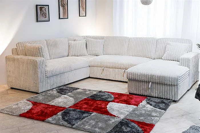 New Classic Bliss Sectional Sleeper with Storage Chaise in Mist Gray